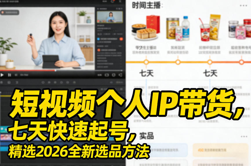 短视频个人IP带货，七天快速起号，精选2026全新选品方法-heixxmi
