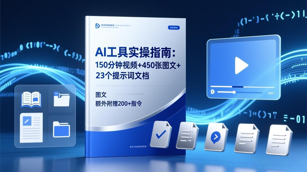 AI工具实操指南：150分钟视频+450张图文+23个提示词文档，额外附赠200+指令-heixxmi