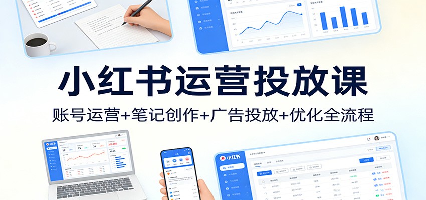 小红书运营投放课：账号运营+笔记创作+广告投放+优化全流程-heixxmi