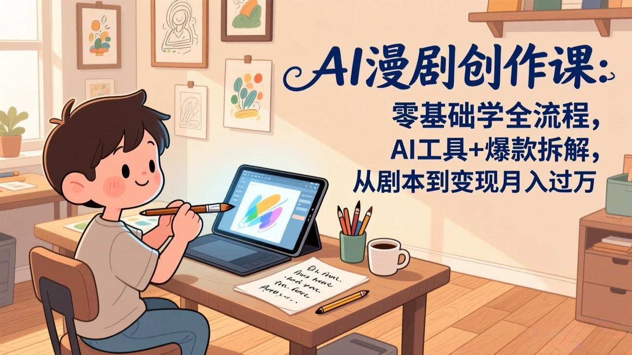 AI漫剧创作课：零基础学全流程，AI工具+爆款拆解，从剧本到变现月入过万-heixxmi