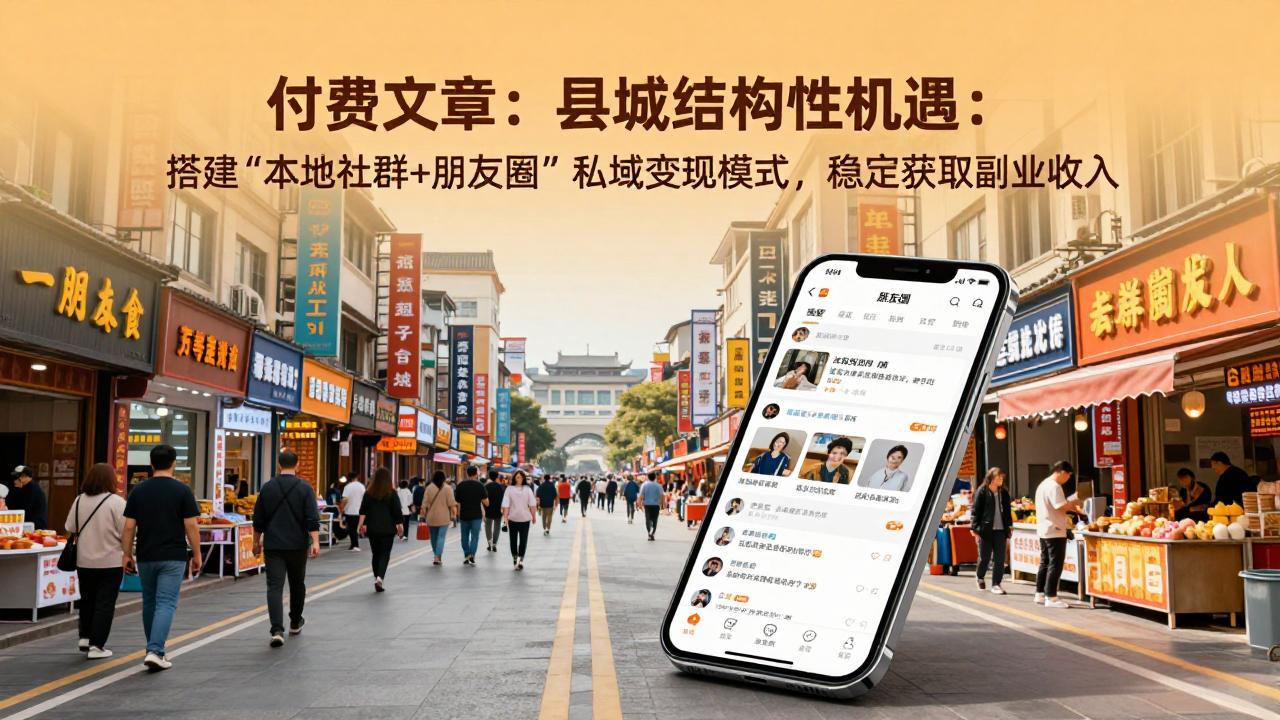 付费文章：县城结构性机遇：搭建“本地社群+朋友圈”私域变现模式，稳定获取副业收入-heixxmi