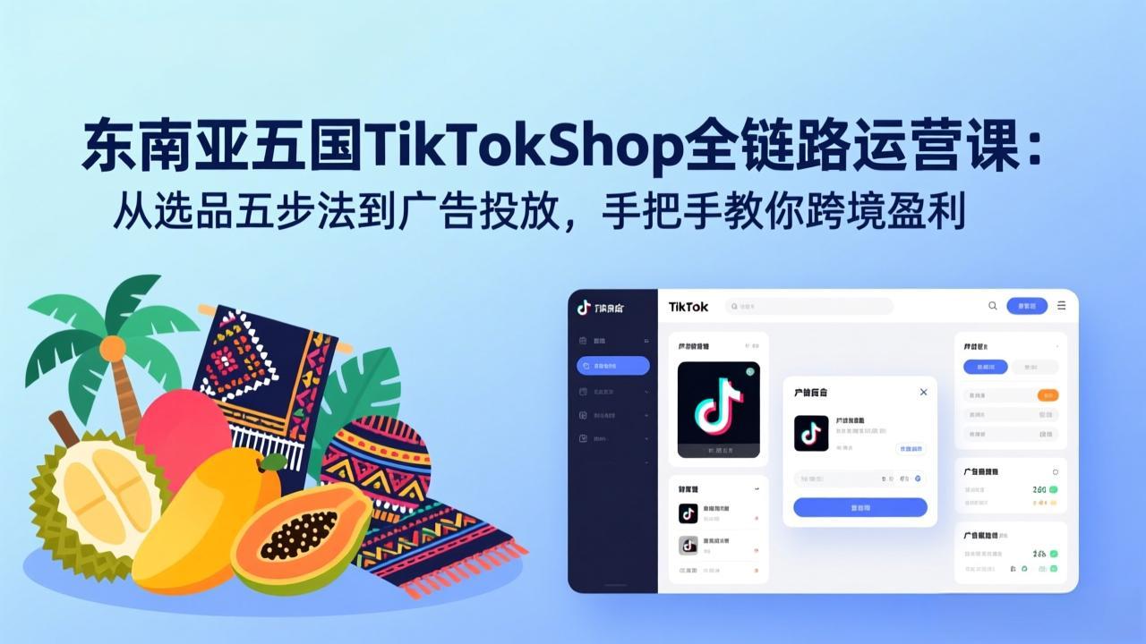 东南亚五国TikTok Shop全链路运营课：从选品五步法到广告投放，手把手教你跨境盈利-heixxmi