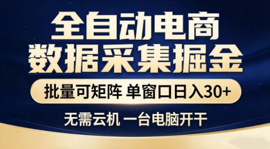 独家电商数据全自动采集项目，批量可矩阵，单窗口轻松日入3张+【揭秘】-heixxmi