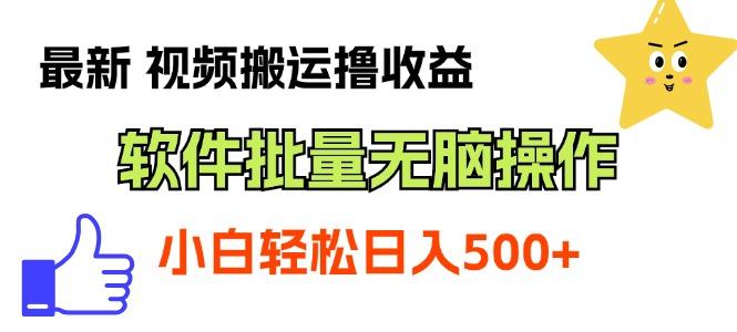 最新视频搬运撸收益，软件无脑批量操作，新手小白轻松上手-heixxmi