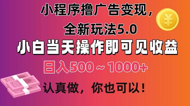 小程序撸广告变现，全新玩法5.0，小白当天操作即可上手，日收益 500~1000+-heixxmi