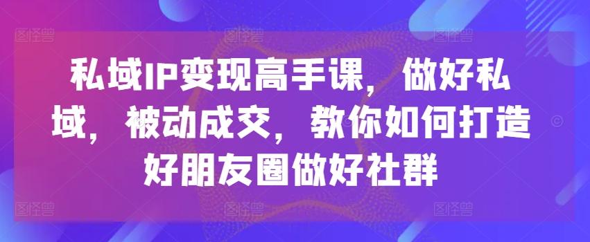 私域IP变现高手课，做好私域，被动成交，教你如何打造好朋友圈做好社群-heixxmi