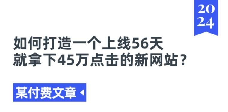 某付费文章《如何打造一个上线56天就拿下45万点击的新网站?》-heixxmi