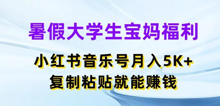 暑假大学生宝妈福利，小红书音乐号月入5000+，复制粘贴就能赚钱【揭秘】-heixxmi