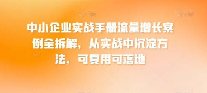 中小企业实战手册流量增长案例全拆解，从实战中沉淀方法，可复用可落地-heixxmi