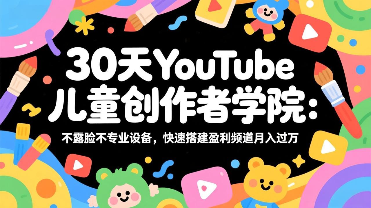 30天YouTube儿童创作者学院：不露脸不专业设备，快速搭建盈利频道月入过万-heixxmi