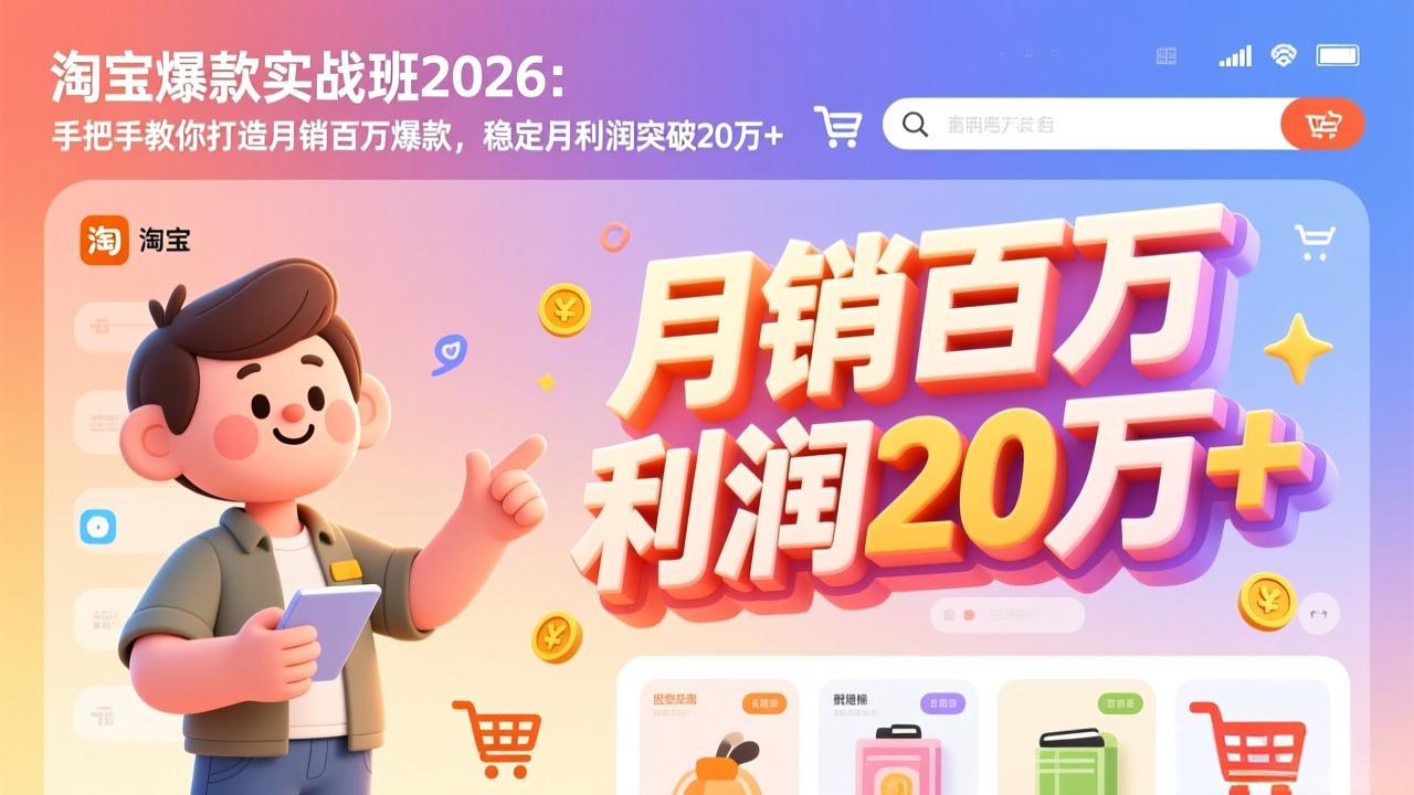 淘宝爆款实战班-2026年3月更新：手把手教你打造月销百万爆款，稳定月利润突破20万+-heixxmi