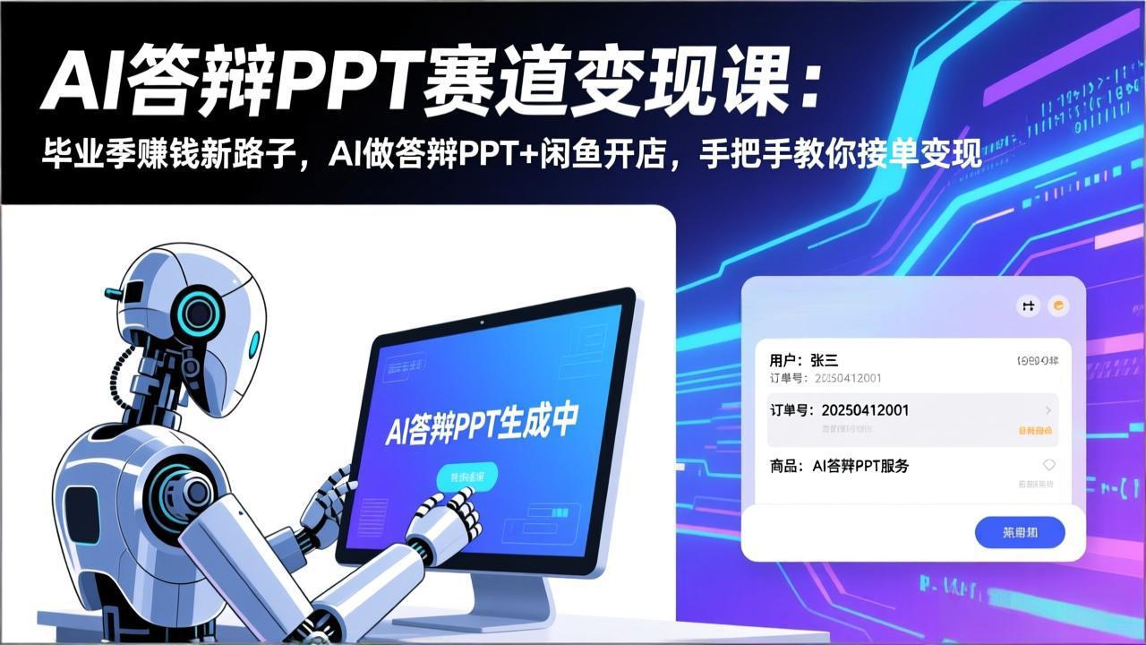 AI答辩PPT赛道变现课：毕业季赚钱新路子，AI做答辩PPT+闲鱼开店，手把手教你接单变现-heixxmi