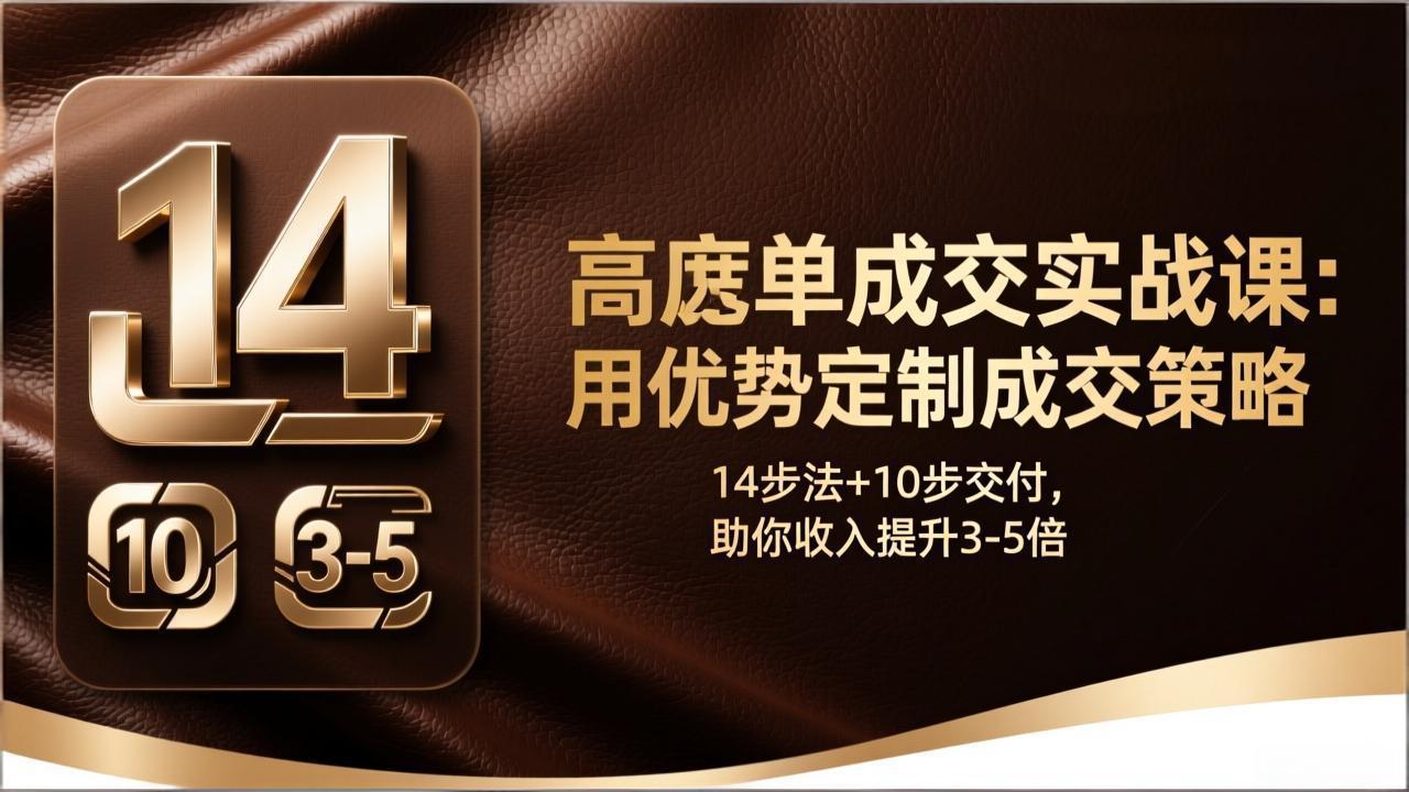 高客单成交实战课：用优势定制成交策略，14步法+10步交付，助你收入提升3-5倍-heixxmi
