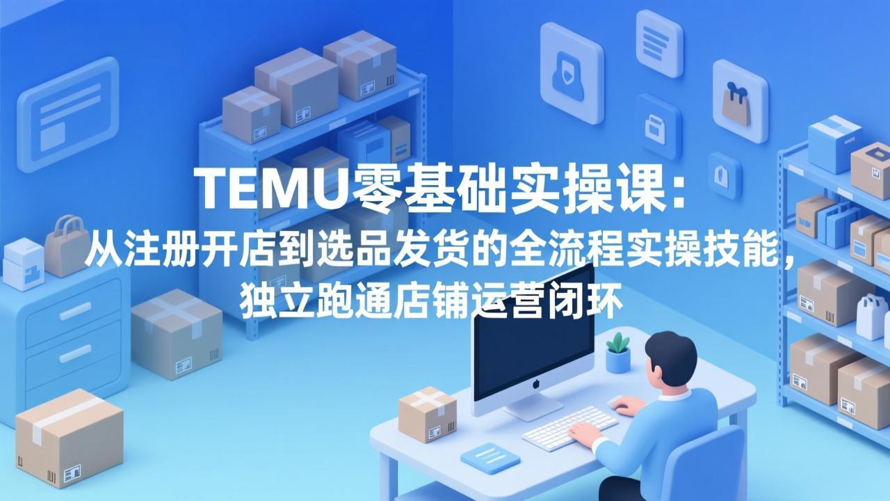 TEMU零基础实操课：从注册开店到选品发货的全流程实操技能，独立跑通店铺运营闭环-heixxmi