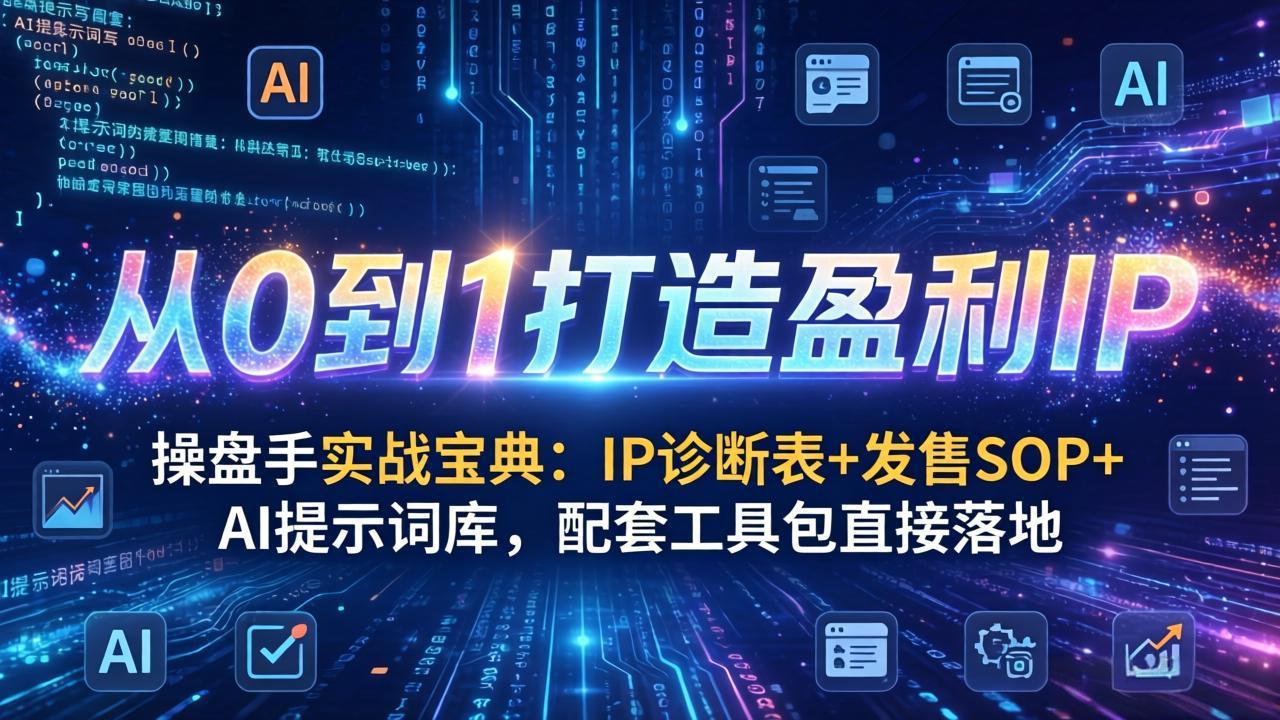 操盘手实战宝典：IP诊断表+发售SOP+AI提示词库，配套工具包直接落地，从0到1打造盈利IP-heixxmi