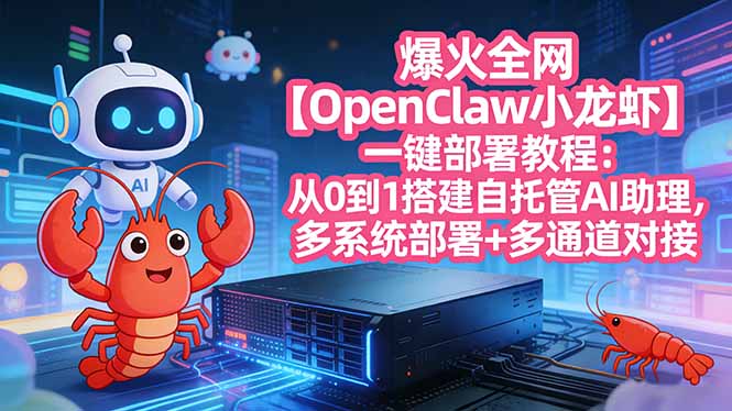 爆火全网【OpenClaw 小龙虾】一键部署教程：从0到1搭建自托管AI助理，多系统部署+多通道对接-heixxmi