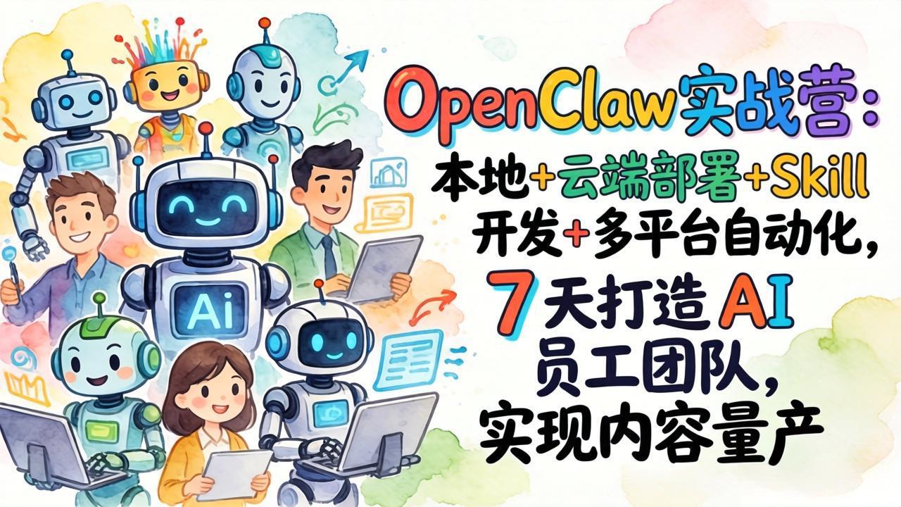 OpenClaw实战营：本地+云端部署+Skill开发+多平台自动化，7 天打造 AI 员工团队，实现内容量产-heixxmi