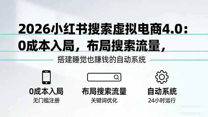 2026小红书搜索虚拟电商4.0：0成本入局，布局搜索流量，搭建睡觉也赚钱的自动系统-heixxmi