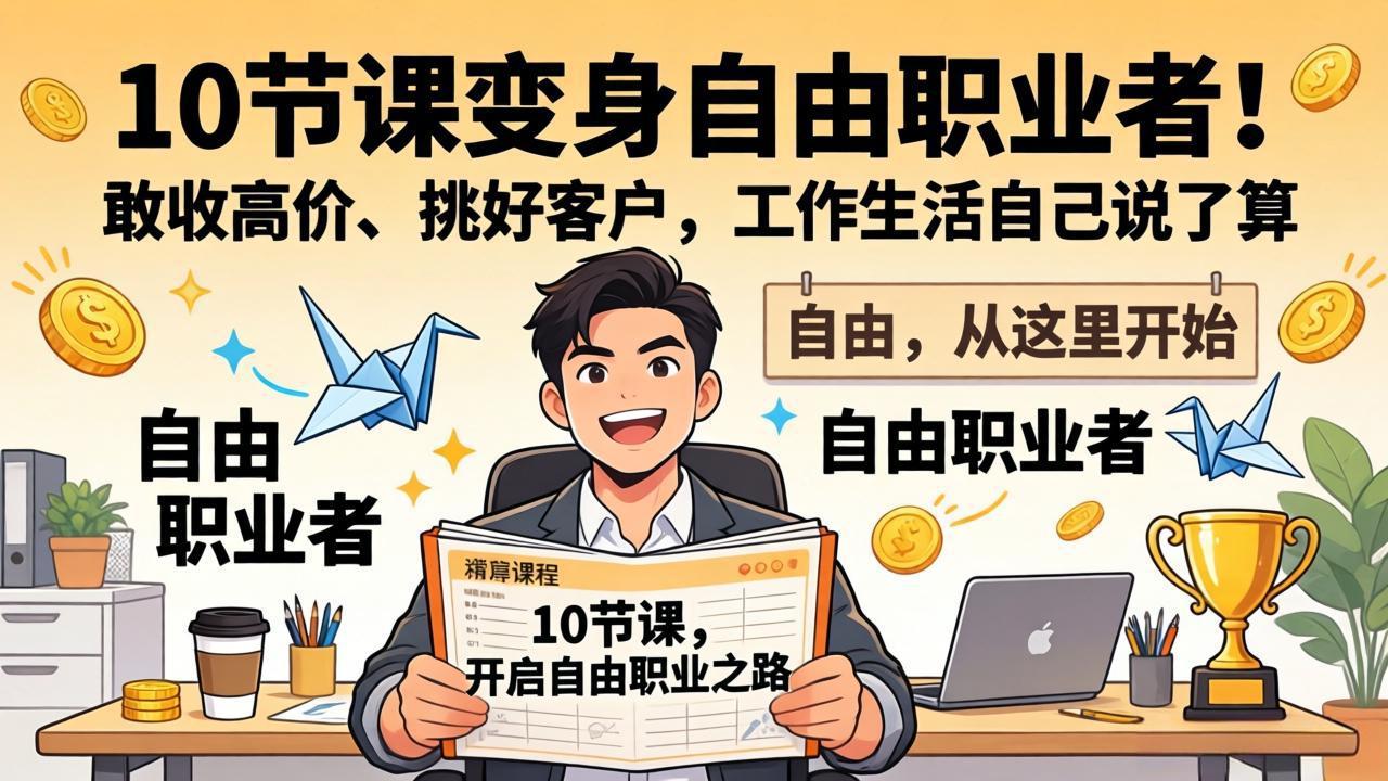 10 节课变身自由职业者！敢收高价、挑好客户，工作生活自己说了算-heixxmi