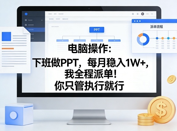 电脑操作：下班做PPT，每月稳入1W+，我全程派单！你只管执行就行【揭秘】-heixxmi