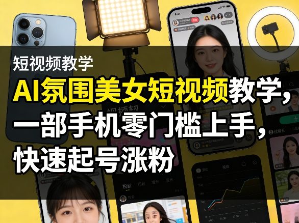 AI氛围美女短视频教学，一部手机零门槛上手，快速起号涨粉-heixxmi