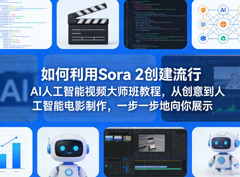 如何利用Sora 2创建流行AI人工智能视频大师班教程，从创意到人工智能电影制作，一步一步地向你展示-heixxmi