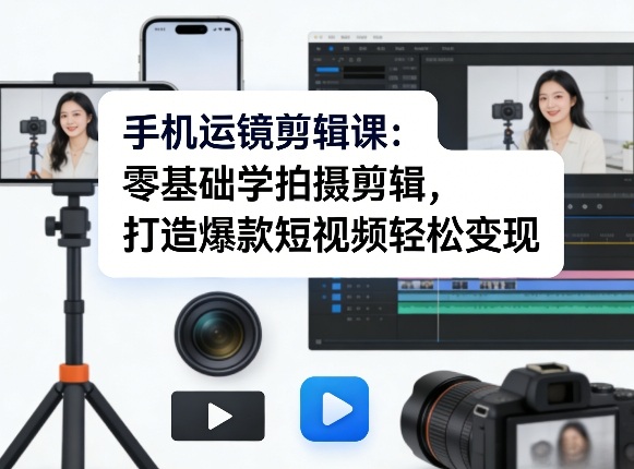 手机运镜剪辑课：零基础学拍摄剪辑，打造爆款短视频轻松变现-heixxmi