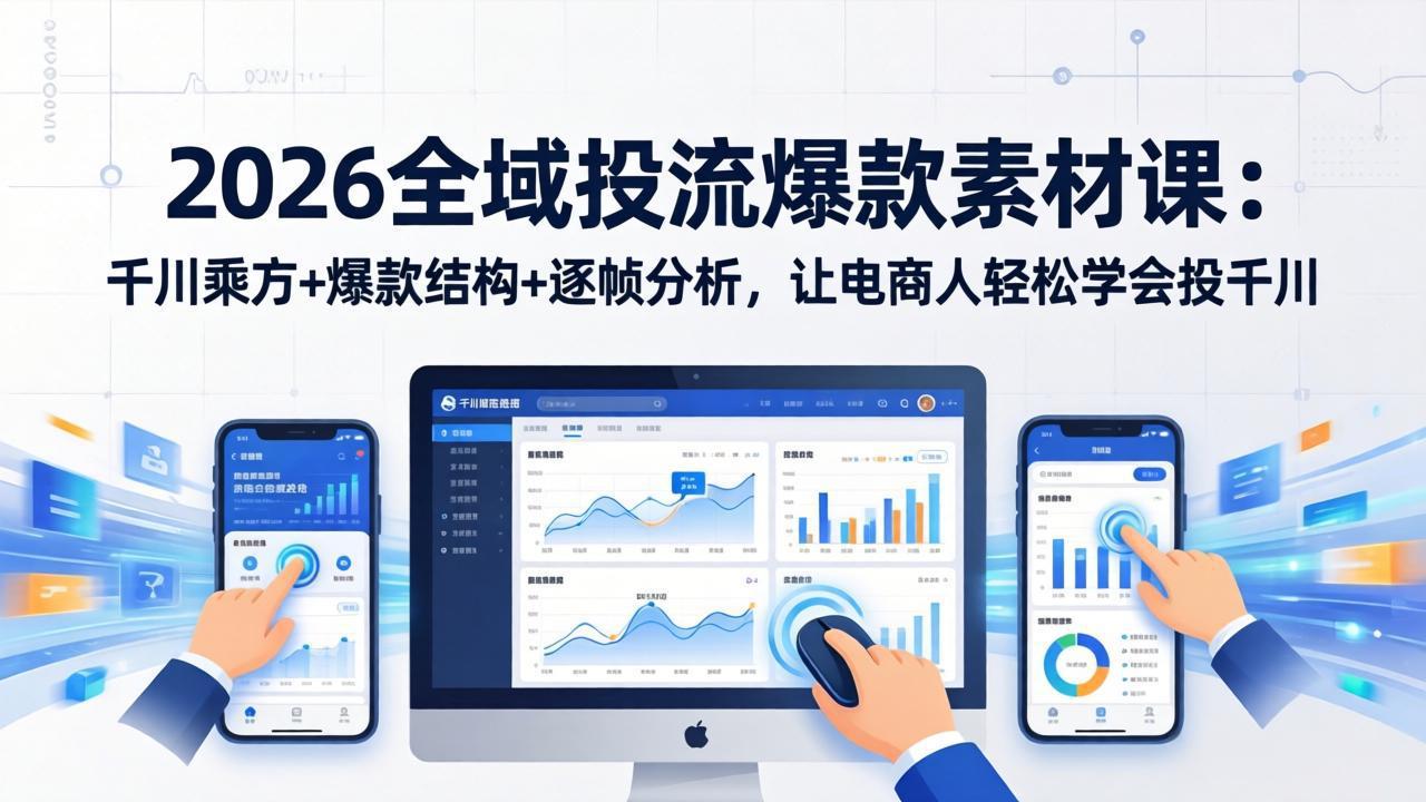 2026全域投流爆款素材课：千川乘方+爆款结构+逐帧分析，让电商人轻松学会投千川-heixxmi