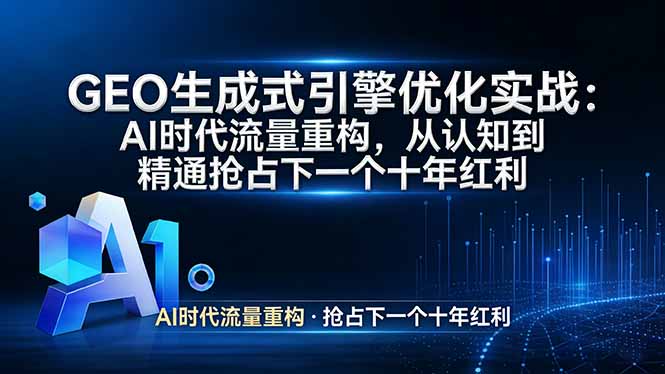 GEO 生成式引擎优化实战：AI时代流量重构，从认知到精通抢占下一个十年红利-heixxmi