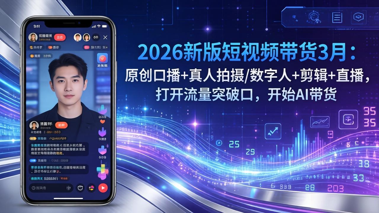 2026新版短视频带货3月：原创口播+真人拍摄/数字人+剪辑+直播，打开流量突破口，开始AI带货-heixxmi