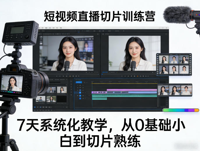 短视频直播切片训练营，7天系统化教学，从0基础小白到切片熟练-heixxmi