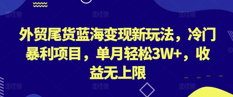 外贸尾货蓝海变现新玩法，冷门暴利项目，单月轻松3W+，收益无上限【揭秘】-heixxmi