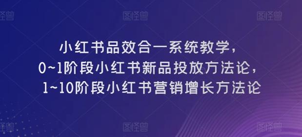 小红书品效合一系统教学，​0~1阶段小红书新品投放方法论，​1~10阶段小红书营销增长方法论-heixxmi