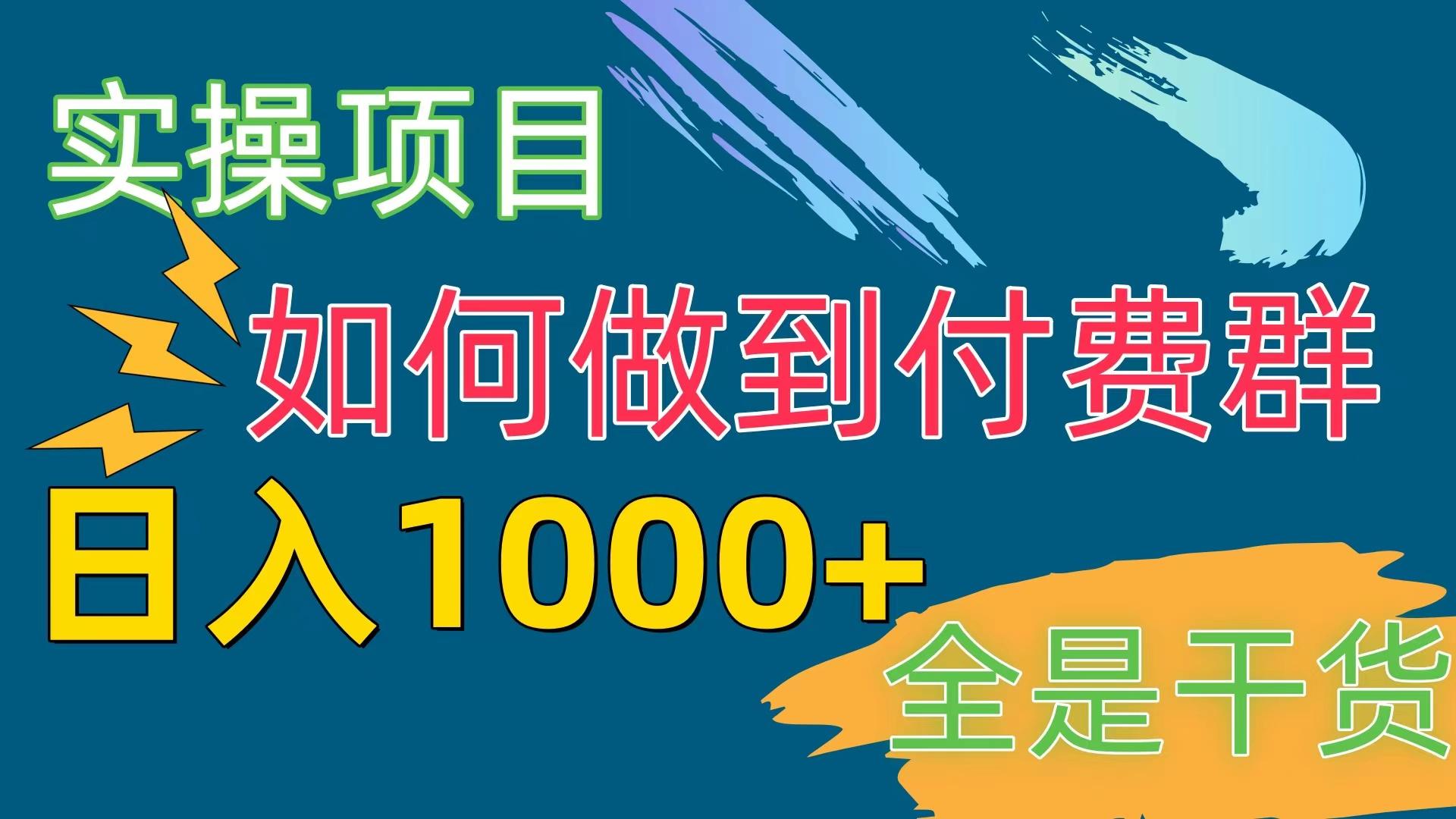 [实操项目]付费群赛道，日入1000+-heixxmi