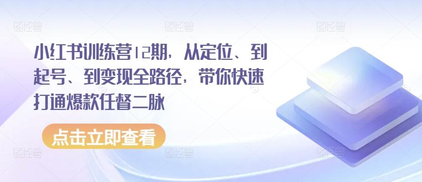 小红书训练营12期，从定位、到起号、到变现全路径，带你快速打通爆款任督二脉-heixxmi