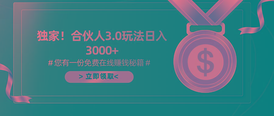 游戏合伙人3.0，日入3000+，无限扩大的蓝海项目-heixxmi