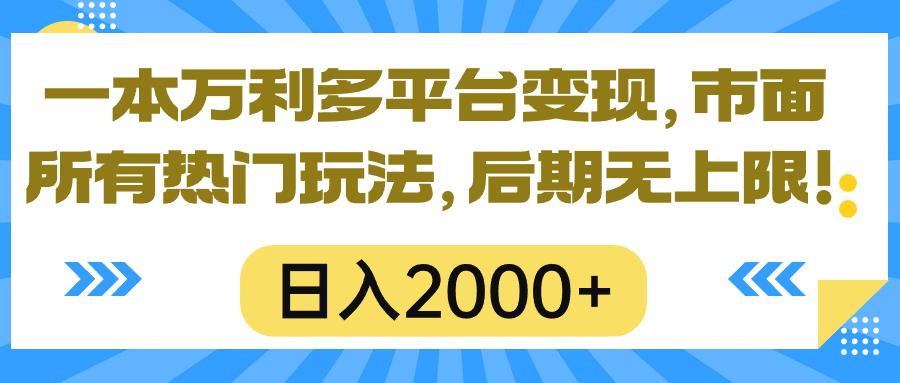 一本万利多平台变现，市面所有热门玩法，日入2000+，后期无上限！-heixxmi