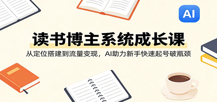 读书博主系统成长课：从定位搭建到流量变现，AI助力新手快速起号破瓶颈-heixxmi