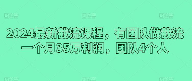 2024最新截流课程，有团队做截流一个月35万利润，团队4个人-heixxmi