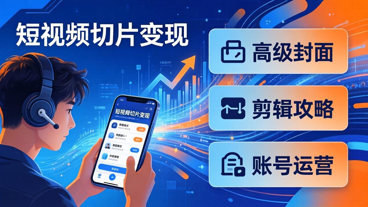 短视频切片变现速成班2.0：高级封面+剪辑攻略+账号运营，0基础小白快速入局副业-heixxmi