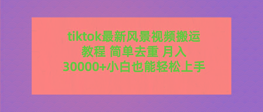 (9804期)tiktok最新风景视频搬运教程 简单去重 月入30000+附全套工具-heixxmi