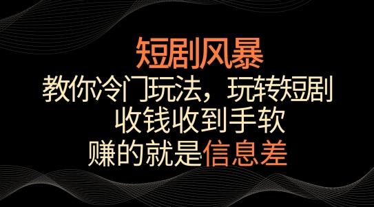 短剧风暴，教你冷门玩法，玩转短剧，收钱收到手软【揭秘】-heixxmi