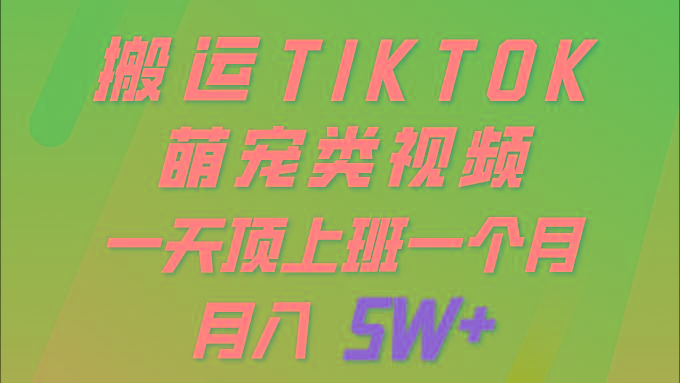 (9931期)一键搬运TIKTOK萌宠类视频 一部手机即可操作 所有平台均可发布 轻松月入5W+-heixxmi