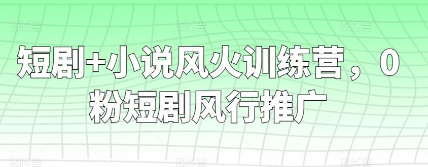 短剧+小说风火训练营，0粉短剧风行推广-heixxmi