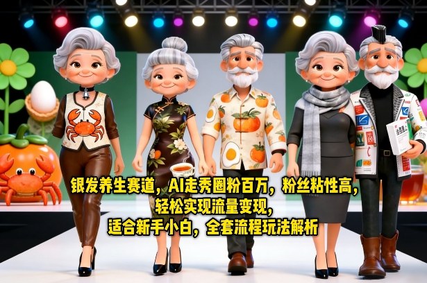 银发养生赛道，AI走秀圈粉百万，粉丝粘性高，轻松实现流量变现，适合新手小白，全套流程玩法解析-heixxmi