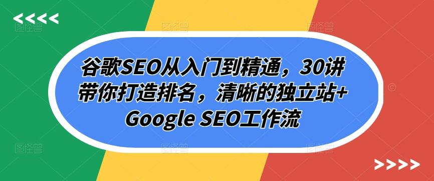 谷歌SEO从入门到精通，30讲带你打造排名，清晰的独立站+Google SEO工作流-heixxmi