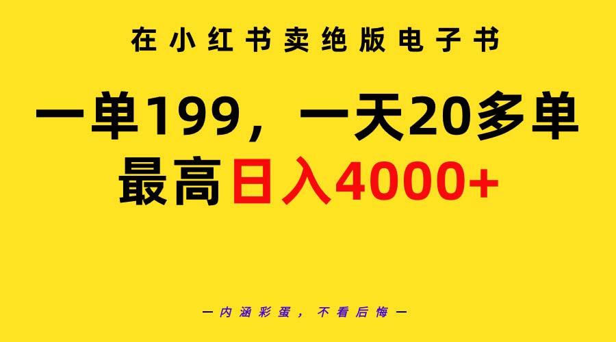(9401期)在小红书卖绝版电子书，一单199 一天最多搞20多单，最高日入4000+教程+资料-heixxmi