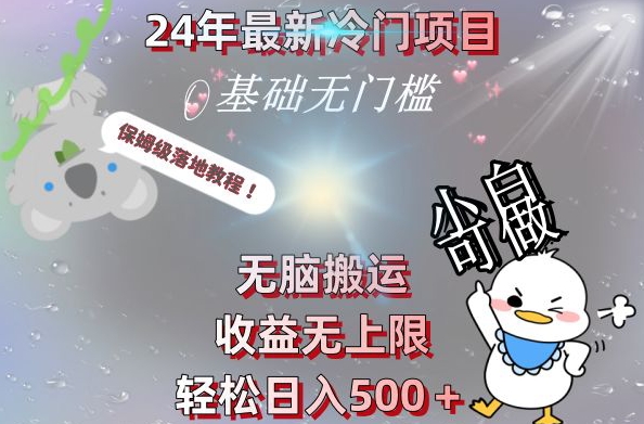 2024最新冷门项目，无脑搬运，收益无上限，轻松日入500＋，保姆级落地教程-heixxmi