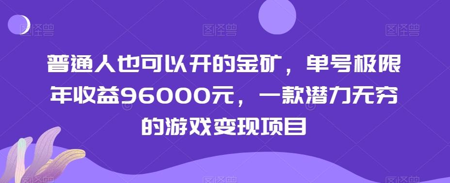 普通人也可以开的金矿，单号极限年收益96000元，一款潜力无穷的游戏变现项目【揭秘】-heixxmi