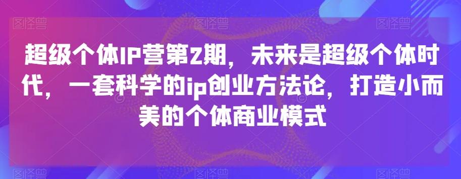 超级个体IP营第2期，未来是超级个体时代，一套科学的ip创业方法论，打造小而美的个体商业模式-heixxmi